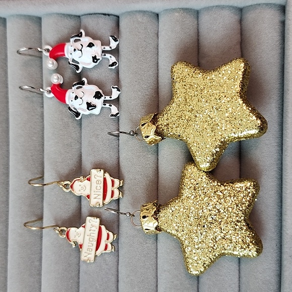 Source Unknown Jewelry - 3 pairs Christmas earrings